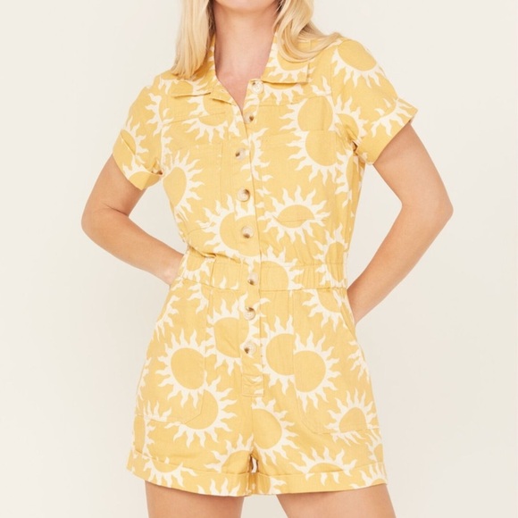 Show Me Your Mumu Yellow Sun Print Romper - Picture 1 of 8